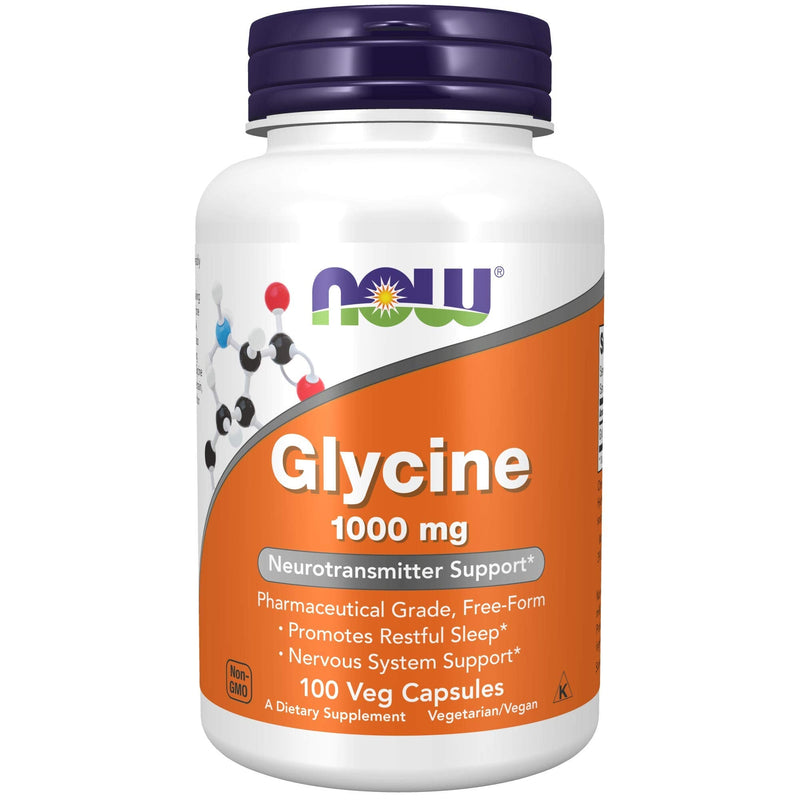 [Australia] - NOW Supplements, Glycine 1,000 mg Free-Form, Neurotransmitter Support*, 100 Veg Capsules 100 Count (Pack of 1) 