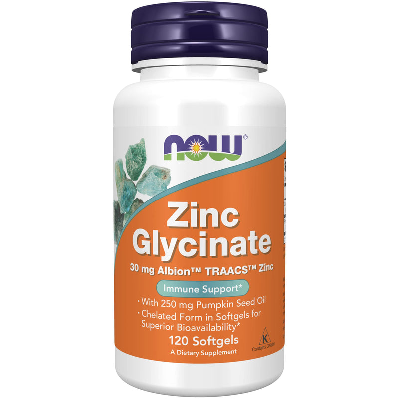 [Australia] - NOW Supplements, Zinc Glycinate with 250 mg Pumpkin Seed Oil, Supports Prostate Health*, 120 Softgels (Packaging May Vary) 