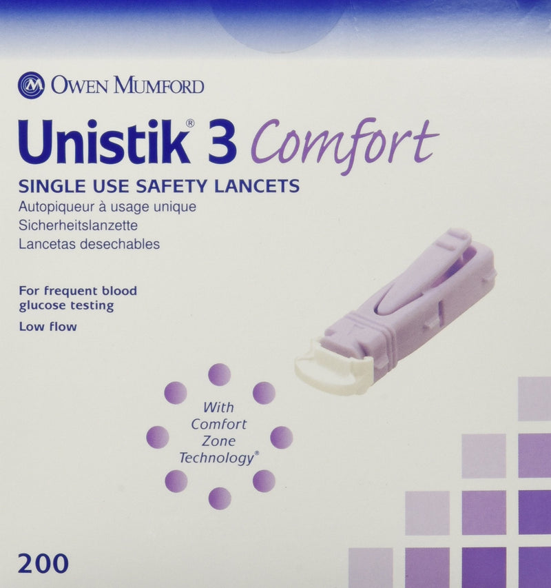 [Australia] - Owen Mumford Unistik 3 Lancets - (200 /bx) Comfort Style Purple - Model At1044 