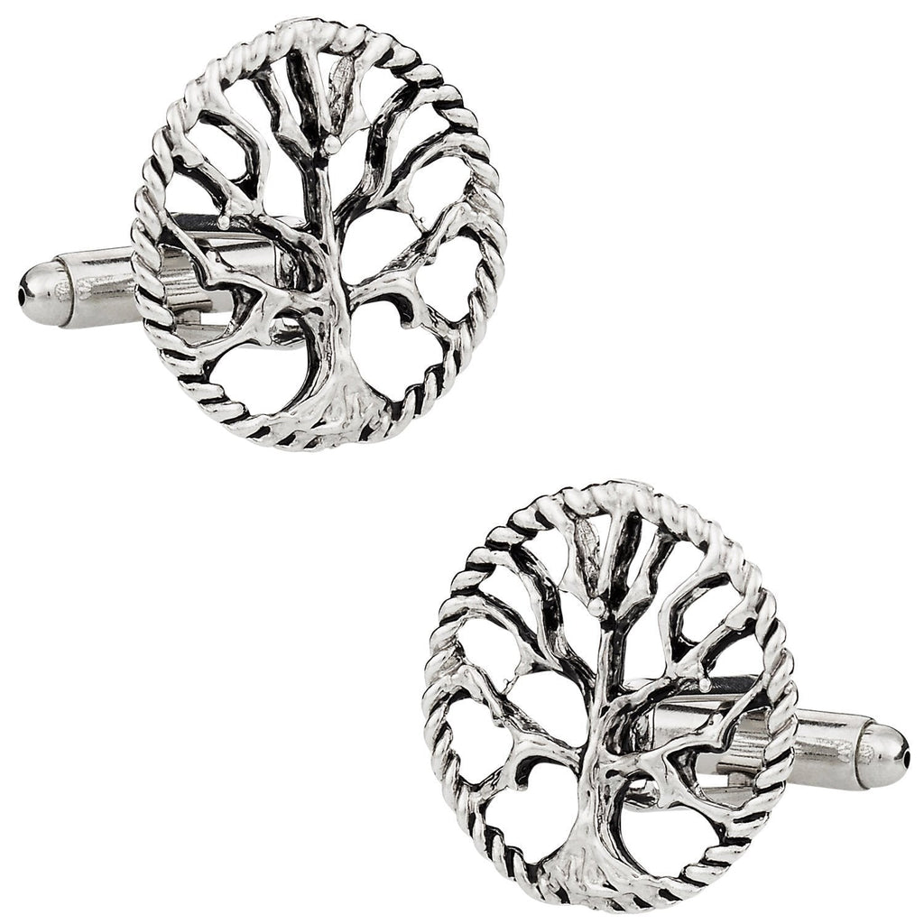 [Australia] - Cuff-Daddy Silver Tree of Life Cufflinks with Presentation Box 