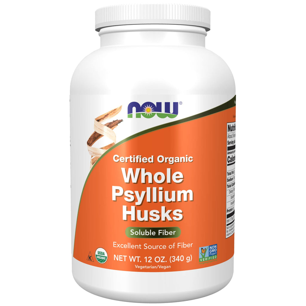 [Australia] - NOW Supplements, Whole Psyllium Husks, Certified Organic, Non-GMO Project Verified, Soluble Fiber, 12-Ounce 