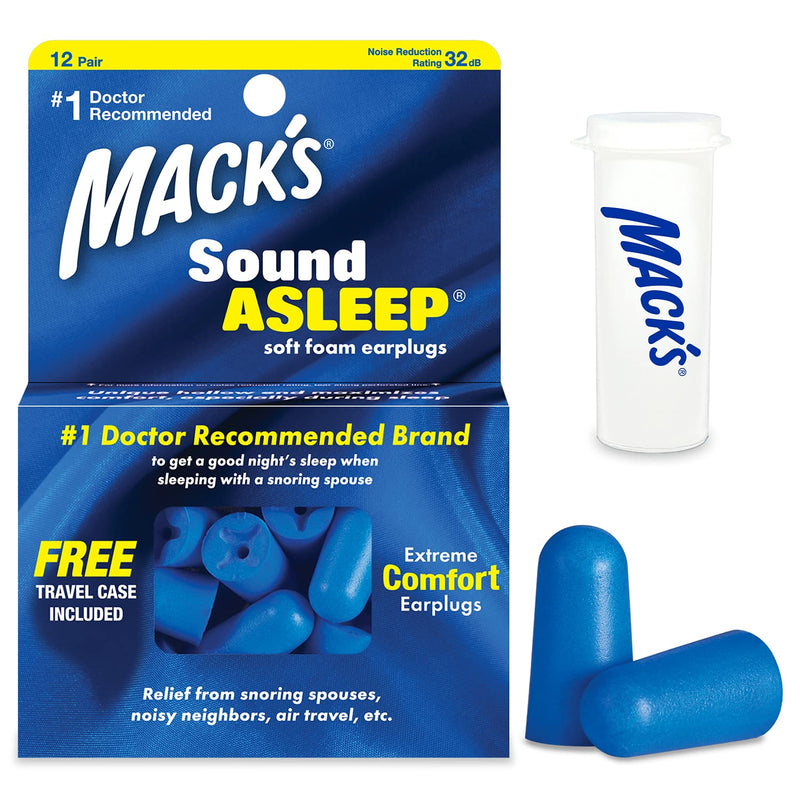 [Australia] - Mack’s Sound Asleep Soft Foam Earplugs, 12 Pair – 32dB High NRR, Comfortable Ear Plugs for Sleeping, Snoring, Travel and Noisy Neighbors 1 