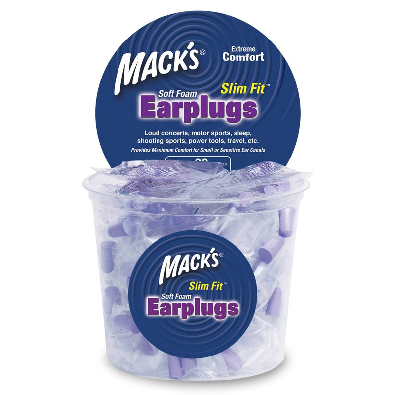 [Australia] - Mack's Slim Fit Soft Foam Earplugs, 100 Pair - Individually Wrapped - Small Ear Plugs for Sleeping, Snoring, Traveling, Concerts, Shooting Sports and Power Tools 
