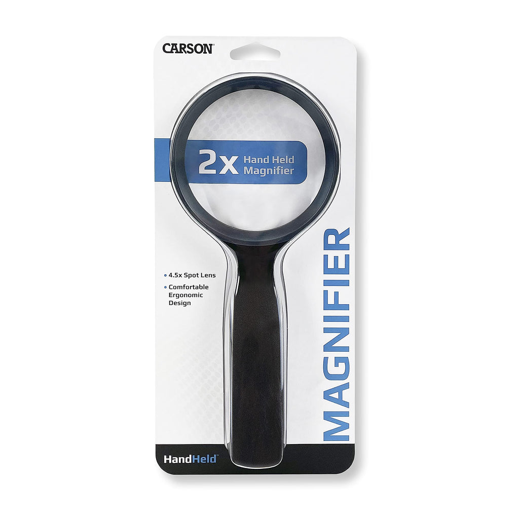 [Australia] - Carson Hand Held Series Rimmed Lightweight Magnifiers for Reading, Low Vision, Hobby, Crafts, Office, Inspection of Coins, Stamps and Tasks 3.5 inch lens 