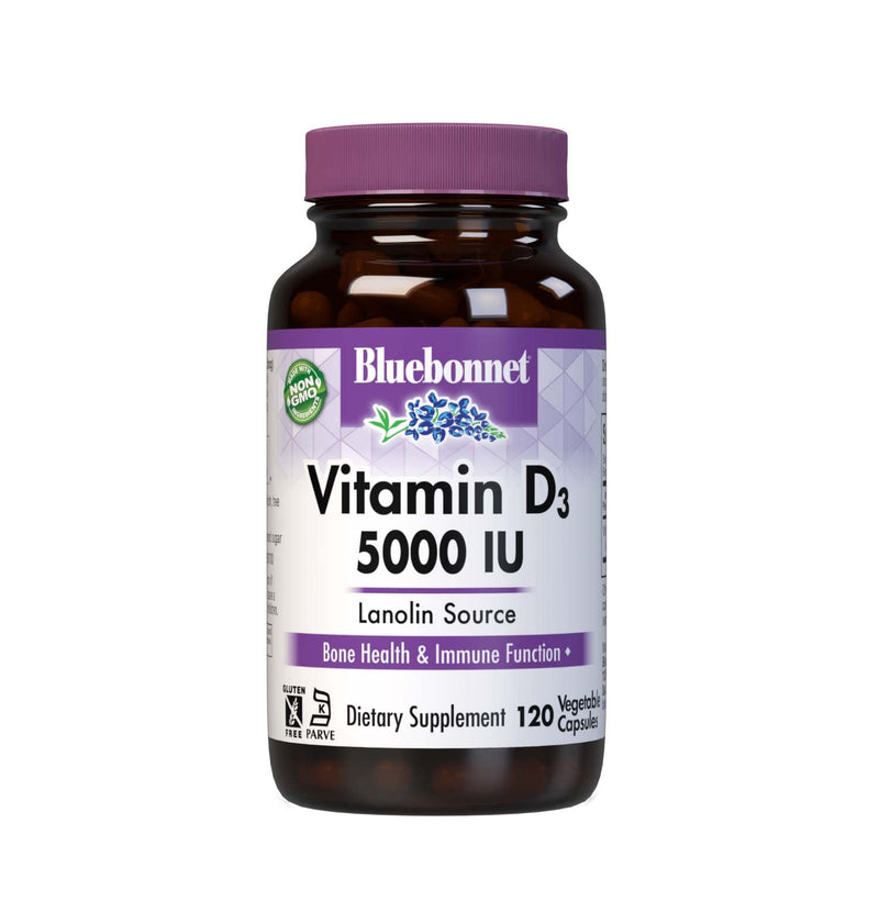 [Australia] - Bluebonnet Vitamin D3 5000 IU Vegetable Capsules, 120 Count 