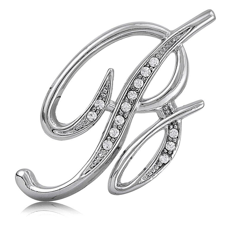 [Australia] - BERRICLE Rhodium Flashed Base Metal Initial Letter 'B' Wedding Brooch Pin 