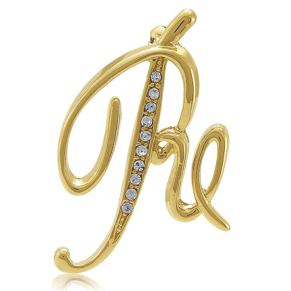 [Australia] - BERRICLE Gold Flashed Base Metal Initial Letter 'R' Wedding Brooch Pin 