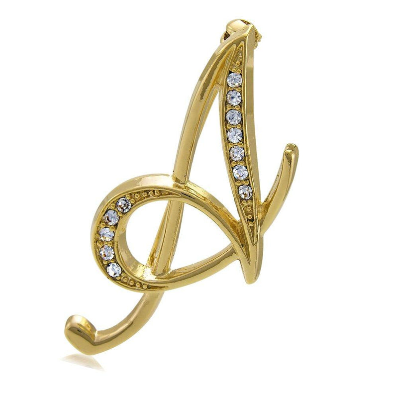 [Australia] - BERRICLE Gold Flashed Base Metal Initial Letter 'A' Wedding Brooch Pin 