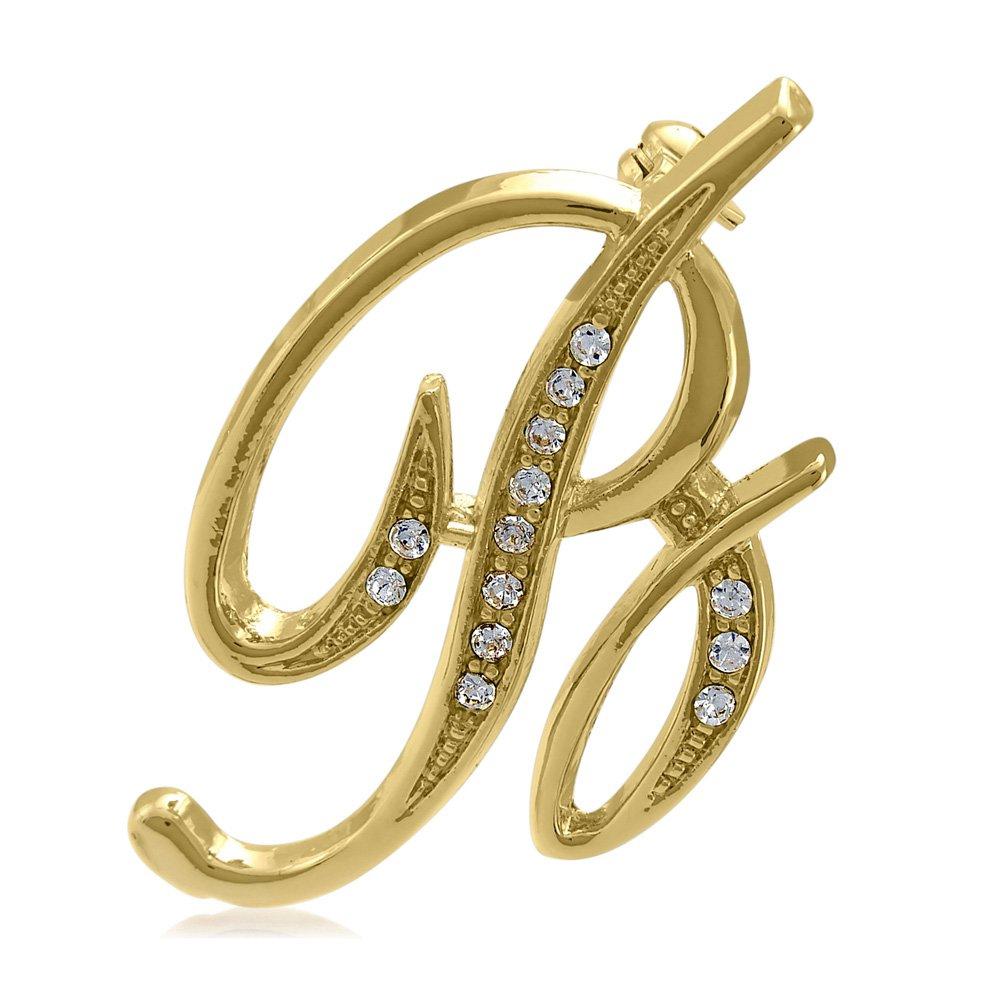 [Australia] - BERRICLE Gold Flashed Base Metal Initial Letter 'B' Wedding Brooch Pin 