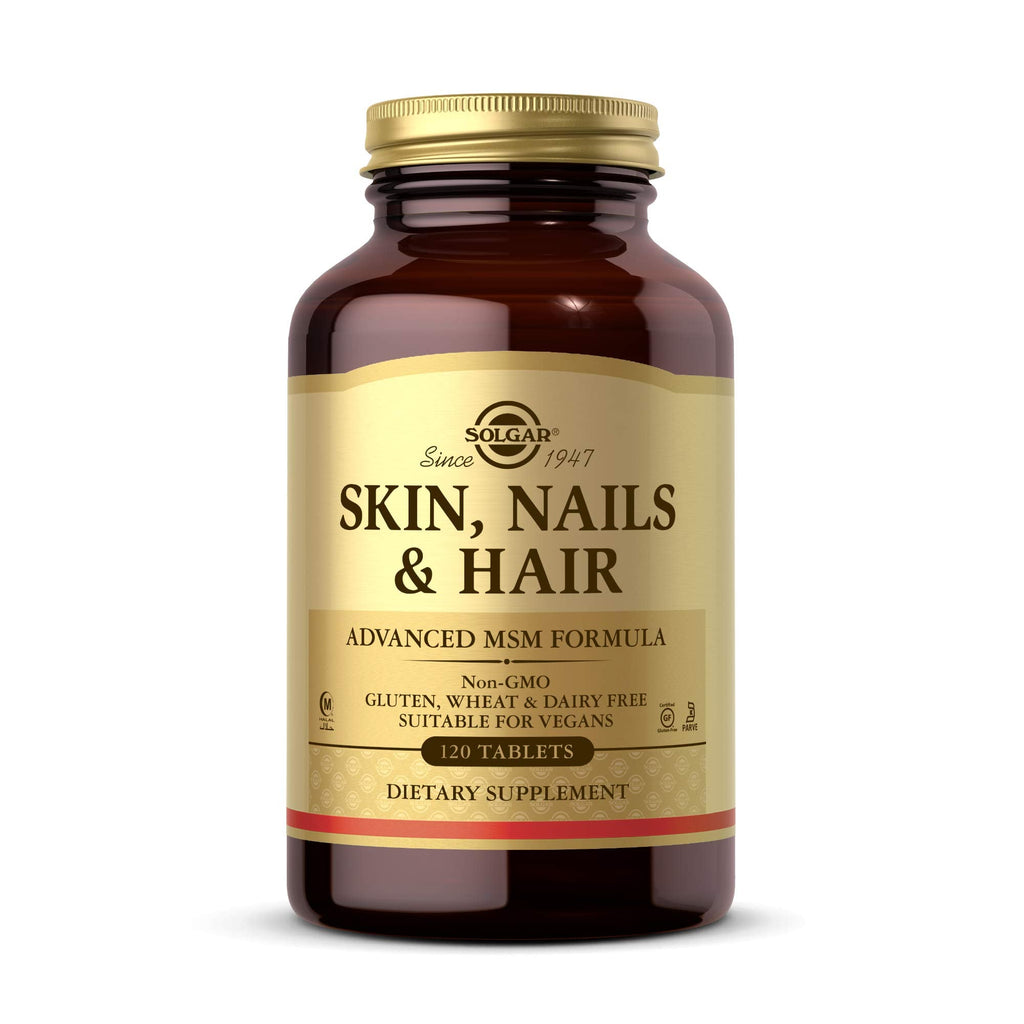 [Australia] - Solgar Skin, Nails & Hair, Advanced MSM Formula, 120 Tablets - Supports Collagen for Hair, Nail and Skin Health - Provides Zinc, Vitamin C & Copper - Non GMO, Vegan, Gluten & Dairy Free - 60 Servings 