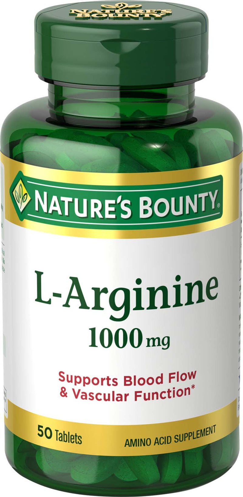 [Australia] - Nature's Bounty L-Arginine, Supports Blood Flow and Vascular Function, 1000 mg, Tablets, 50 Ct 