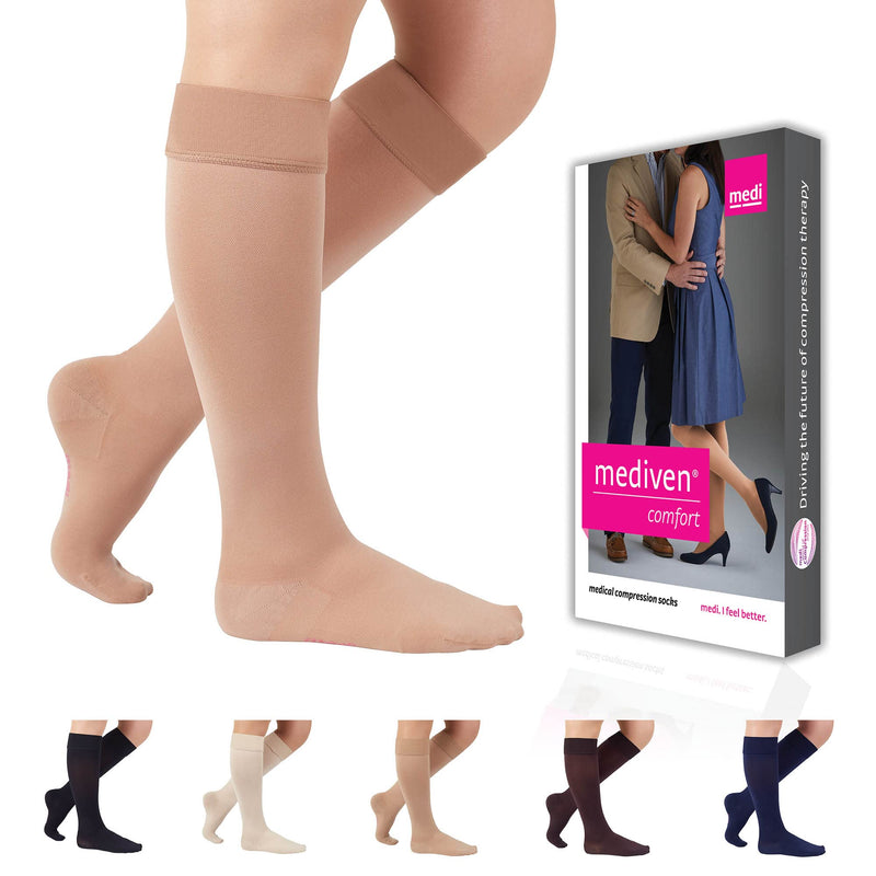 [Australia] - mediven Comfort for Women, 15-20 mmHg, Calf High Compression Stockings, Closed Toe Natural Size 2 (Pack of 2) 