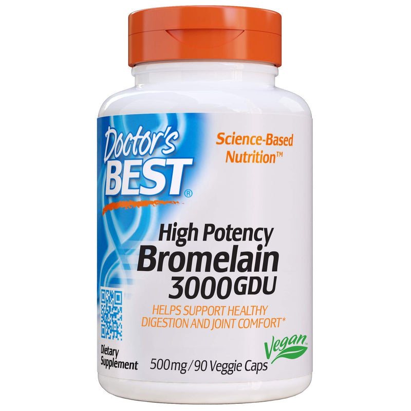 [Australia] - Doctor's Best 3000 GDU Bromelain Proteolytic Digestive Enzymes Supplements, Supports Healthy Digestion, Joint Health, Nutrient Absorption, 500 mg, 90 VC 