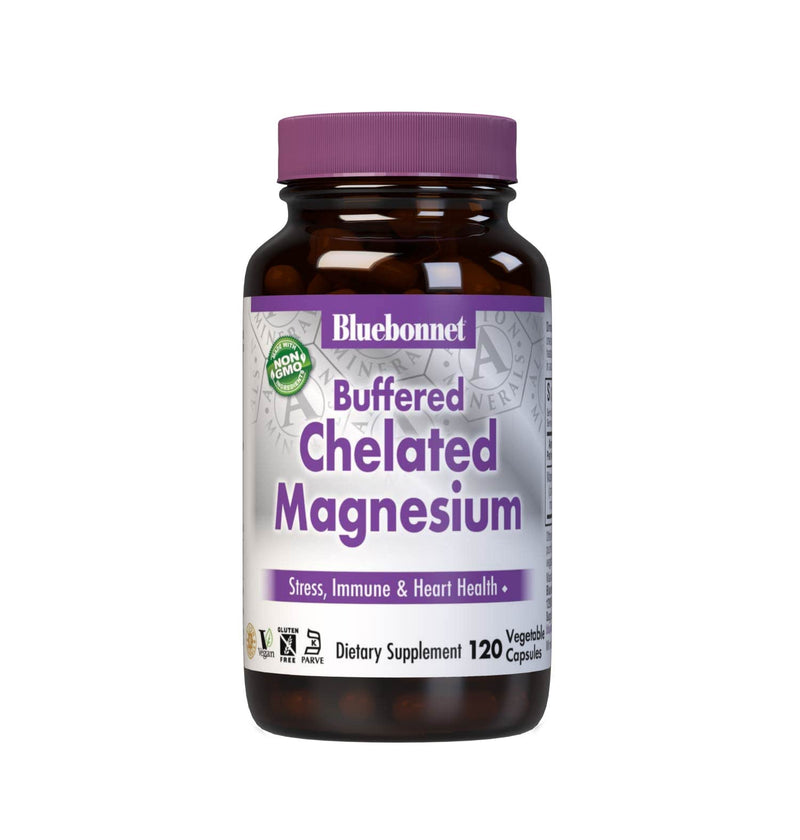 [Australia] - Bluebonnet Nutrition Albion Buffered Chelated Magnesium 200 mg, Magnesium Oxide, Stress Relief, Vegan, Non GMO, Gluten Free, Soy Free, Milk Free, Kosher, 120 Vegetable Capsules, 2 Month Supply 