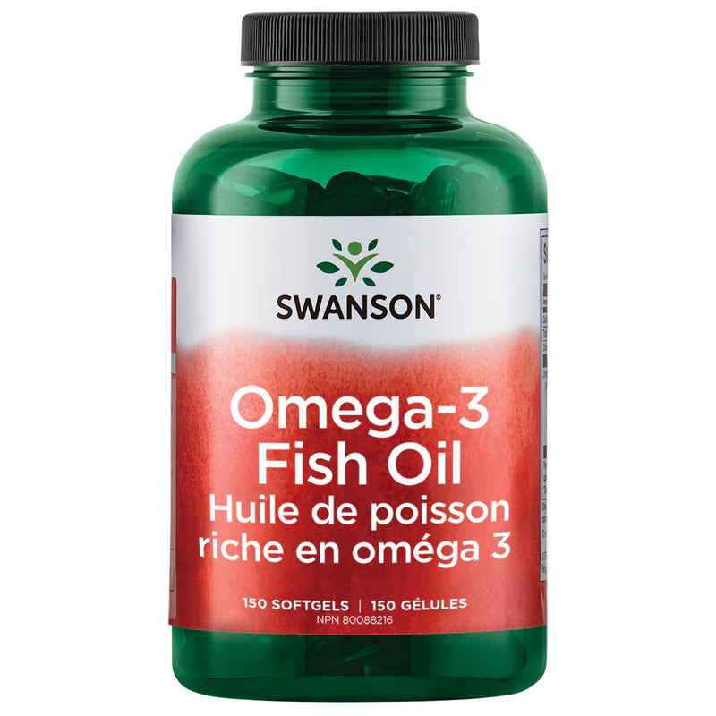 [Australia] - Swanson Omega 3 Fish Oil Supplement Heart Brain and Joint Support GMO-Free EFAs 180 mg EPA Plus 120 mg DHA 150 Softgel Capsules Lemon Flavor 1 