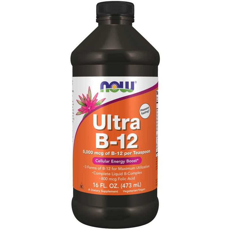 [Australia] - NOW Supplements, Ultra B-12, Liquid, 800 mcg Folic Acid, Cellular Energy Production*, 16-Ounce 