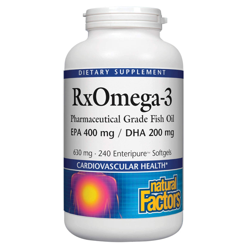 [Australia] - RxOmega-3 by Natural Factors, Natural Support for Cardiovascular Health with DHA and EPA, Daily Dietary Supplement, 240 Softgels 240 Count (Pack of 1) Standard Packaging 