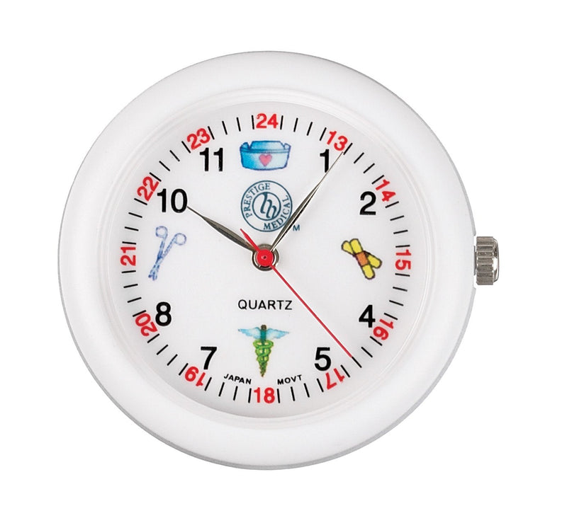 [Australia] - Prestige Medical Analog Stethoscope Watch with Medical Symbols, White Medical Symbols Watch 