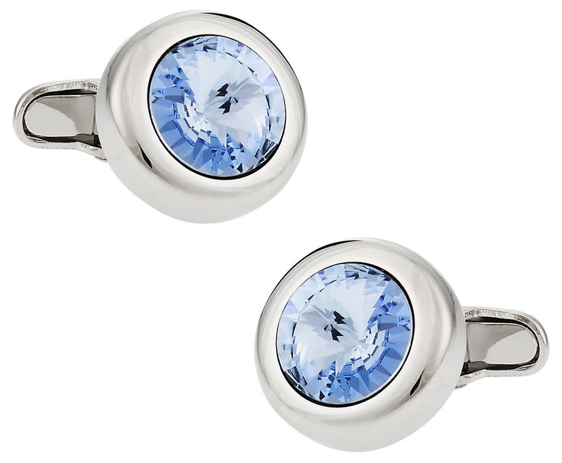 [Australia] - Crystal Solitaire Cufflinks in Light Blue Sapphire 
