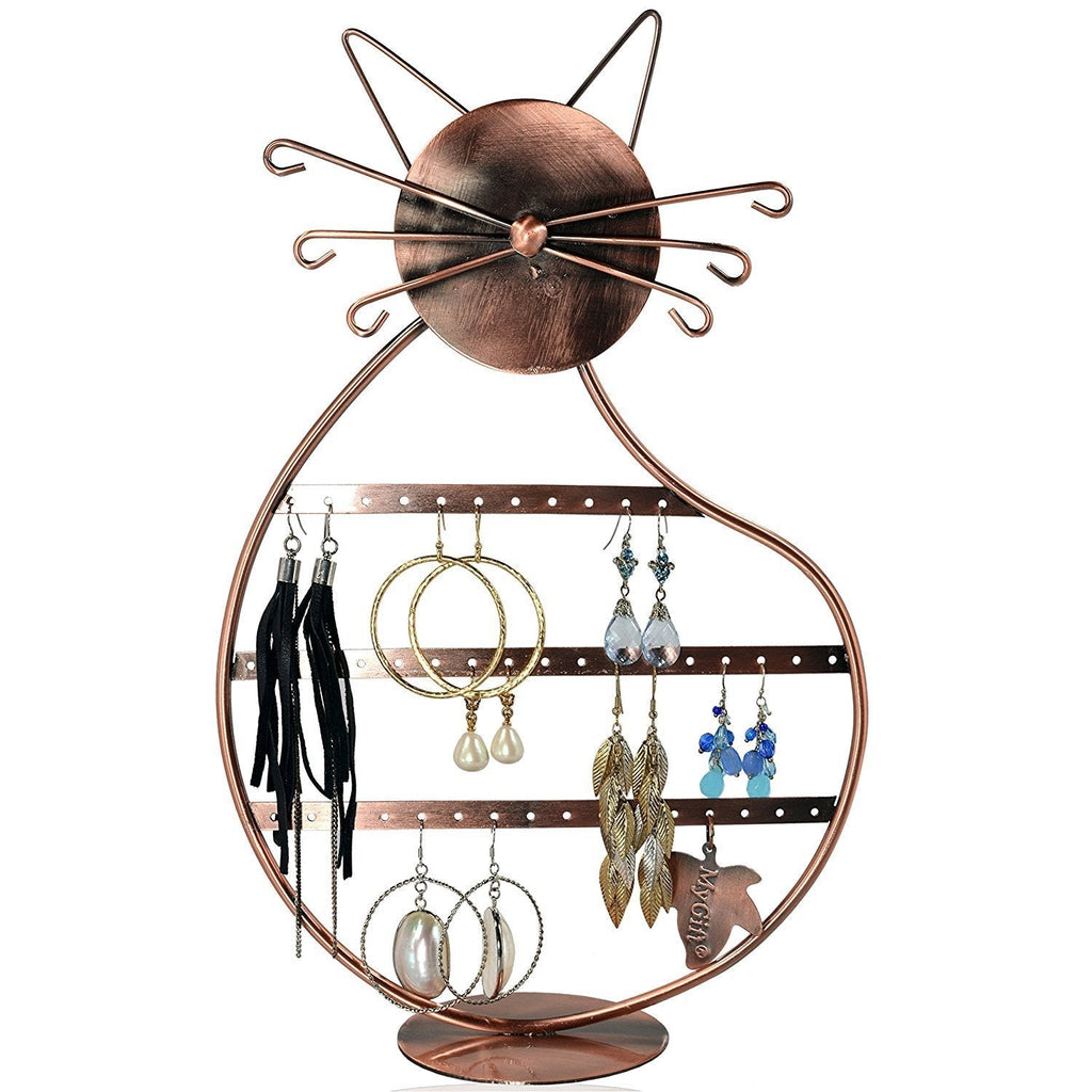 [Australia] - Cat Shape Copper Color Metal Wire Earring Holder Display Stand/Jewelry Organizer 