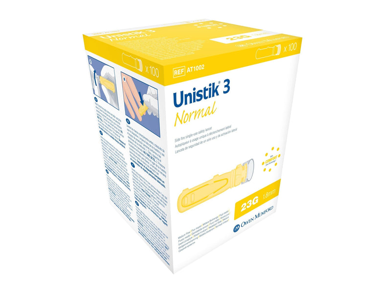 [Australia] - Owen Mumford Unistik 3 Normal Safety 23 Gauge 1.8mm Lancet 100/bx AT1002 
