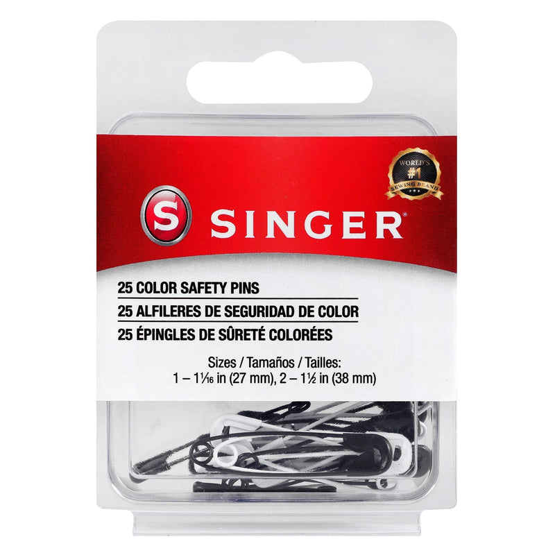 [Australia] - SINGER 00296 Black and White Safety Pins, Assorted Sizes, 25-Count 1 