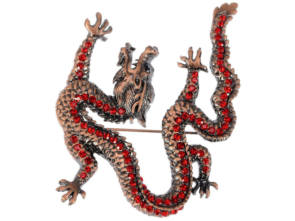 [Australia] - Alilang Mythical Ancient Asian Chinese New Year Zodiac Dragon Novelty Celebration Party Brooch Pin Red 