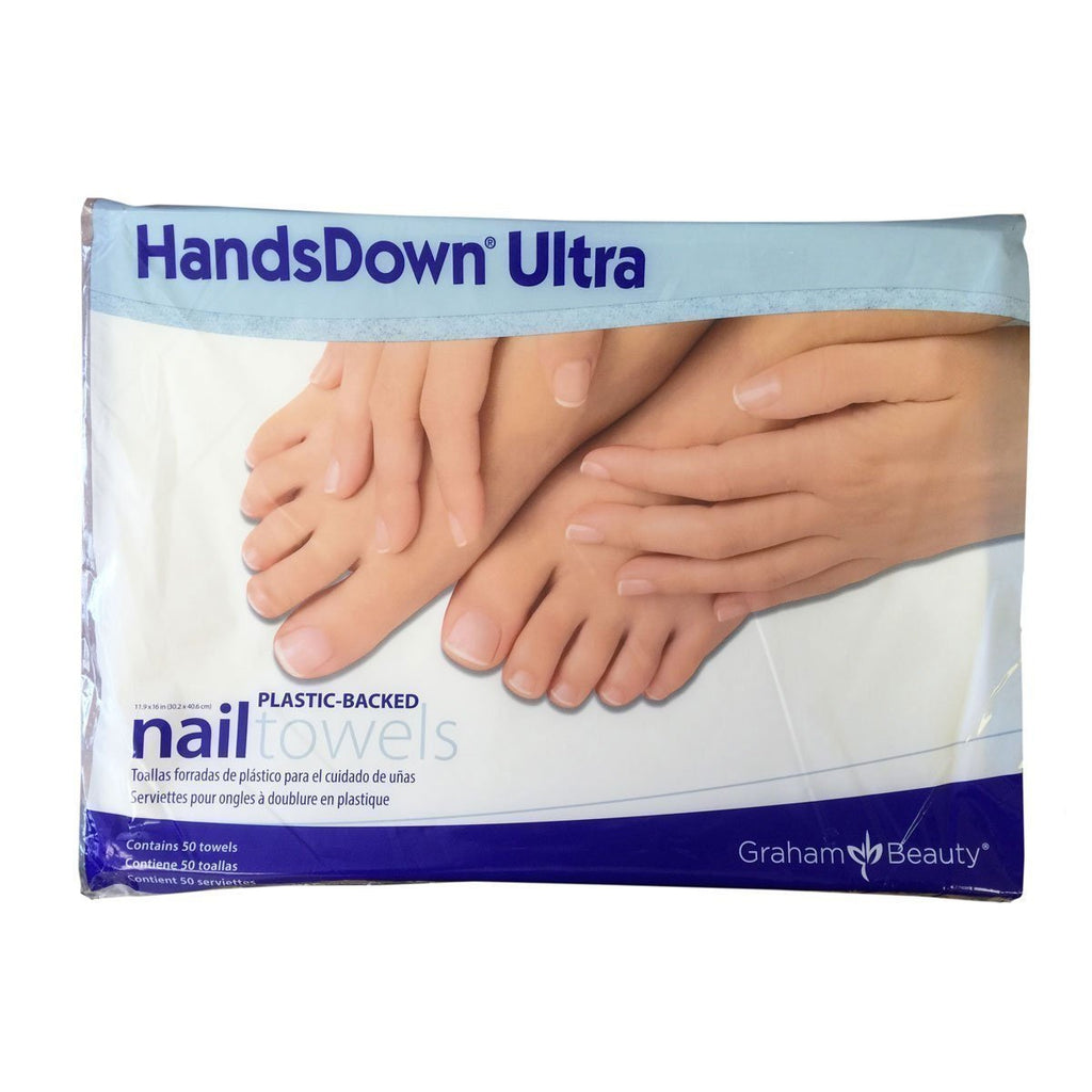 [Australia] - Graham Hands Down Ultra Plastic-Backed Nail Care Towels, 50 Count 