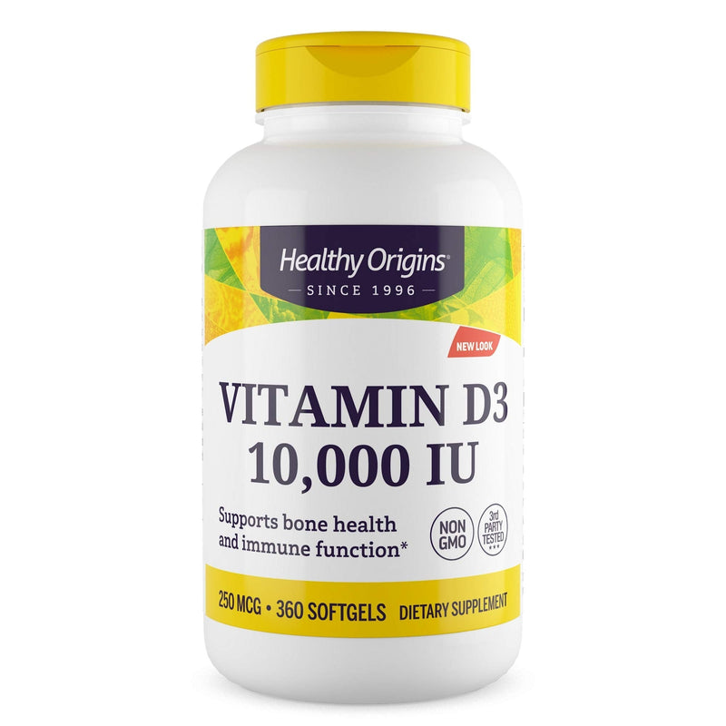 [Australia] - Healthy Origins Vitamin D3 10,000 IU (Non-GMO), 360 Softgels 360 Count (Pack of 1) 
