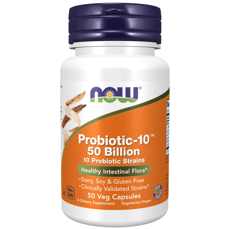 [Australia] - NOW Supplements, Probiotic-10™, 50 Billion, with 10 Probiotic Strains, Strain Verified, 50 Veg Capsules 50 Count (Pack of 1) 