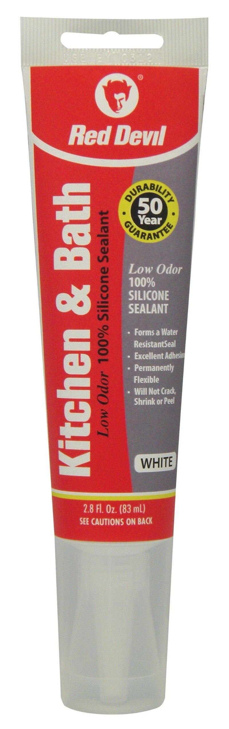 [Australia] - Red Devil 0883 Kitchen & Bath Low Odor Silicone Sealant, 2.8 Oz Squeeze Tube, White, Pack of 1 
