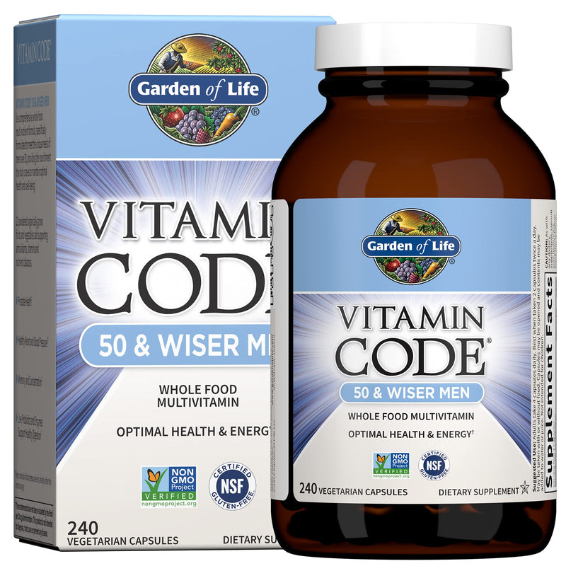 [Australia] - Garden of Life Multivitamin for Men - Vitamin Code 50 & Wiser Men's Raw Whole Food Vitamin Supplement with Probiotics, Vegetarian, 240 Capsules 240 Count (Pack of 1) 