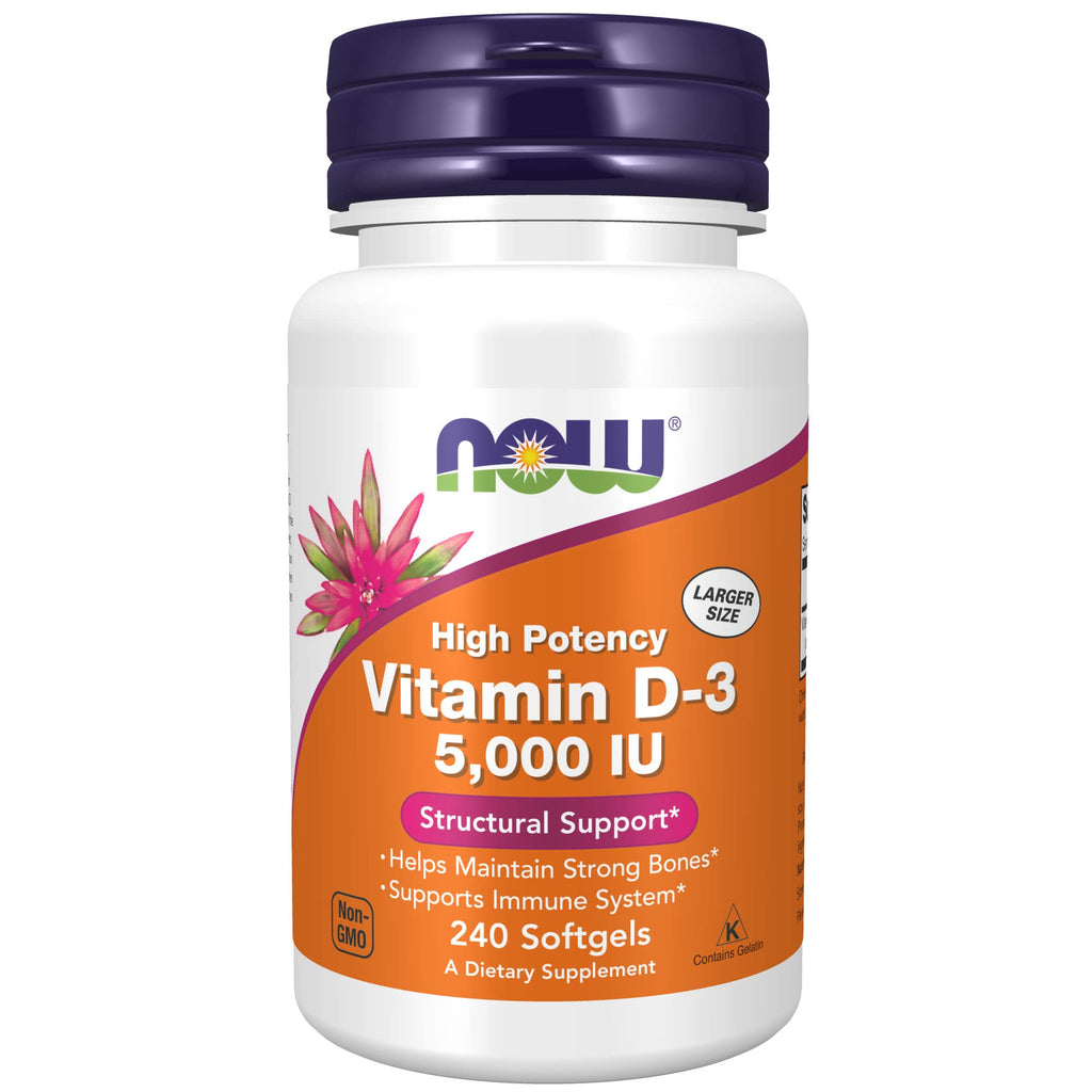 [Australia] - NOW Supplements, Vitamin D-3 5,000 IU, High Potency, Structural Support*, 240 Softgels 240 Count (Pack of 1) 