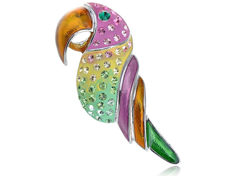 [Australia] - Alilang Beaked Parakeet Swarovski Crystal Rhinestone Budgie Colorful Tropical Pin Brooch 