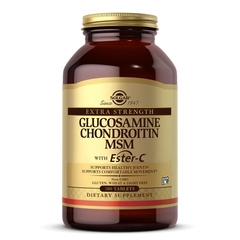 [Australia] - Solgar Extra Strength Glucosamine Chondroitin MSM w/ Ester-C, 180 Tablets - Promotes Healthy Joints, Supports Comfortable Movement & Collagen Formation - Non-GMO, Gluten Free, Dairy Free - 60 Servings 