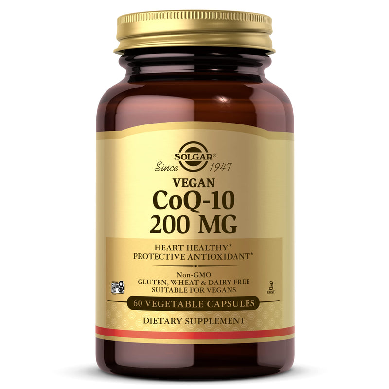 [Australia] - Solgar Vegetarian CoQ-10 200 mg, 60 Vegetable Capsules - Heart Healthy, Protective Antioxidant - Coenzyme Q10 (CoQ-10) Supplement - Vegan, Gluten Free, Dairy Free, Kosher - 60 Servings Standard Packaging 