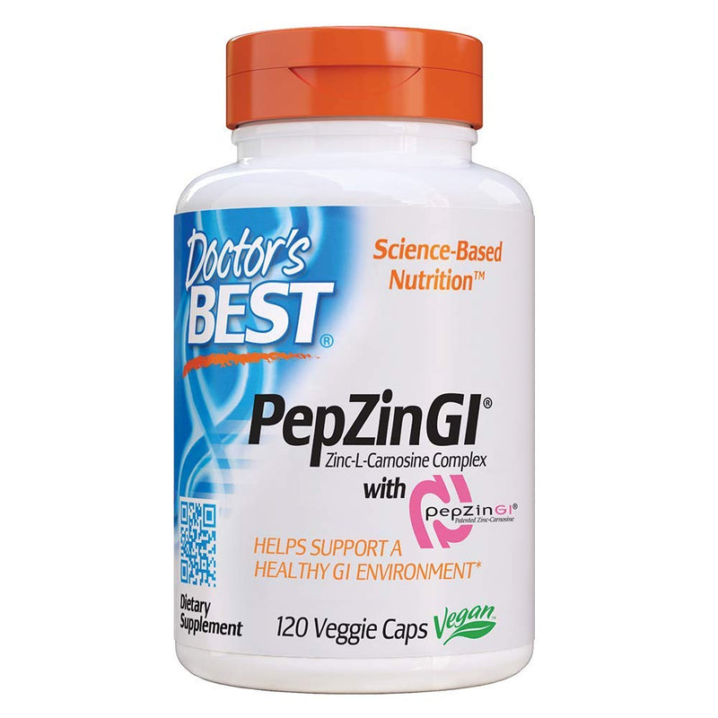 [Australia] - Doctor's Best PepZin GI, Zinc-L-Carnosine Complex, Non-GMO, Vegan, Gluten Free, Soy Free, Digestive Support, 120 Veggie Caps 120 Count (Pack of 1) 