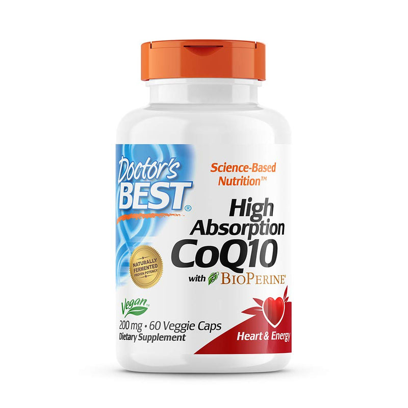 [Australia] - Doctor's Best High Absorption CoQ10 with BioPerine Gluten Free Naturally Fermented Vegan, Heart Health and Energy Production 200 mg 60 Veggie Caps, White 60 Count (Pack of 1) 