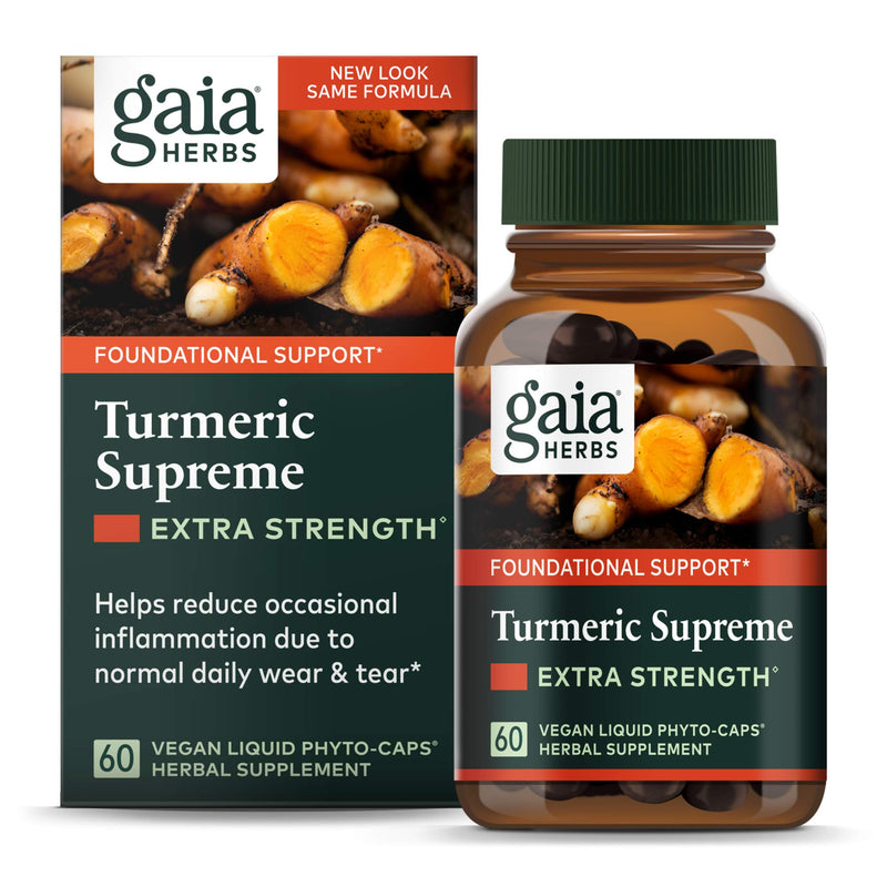 [Australia] - Gaia Herbs Turmeric Supreme Extra Strength - Helps Reduce Occasional Inflammation from Normal Wear & Tear - with Turmeric & Black Pepper - 60 Vegan Liquid Phyto-Capsules (Up to 60-Day Supply) 