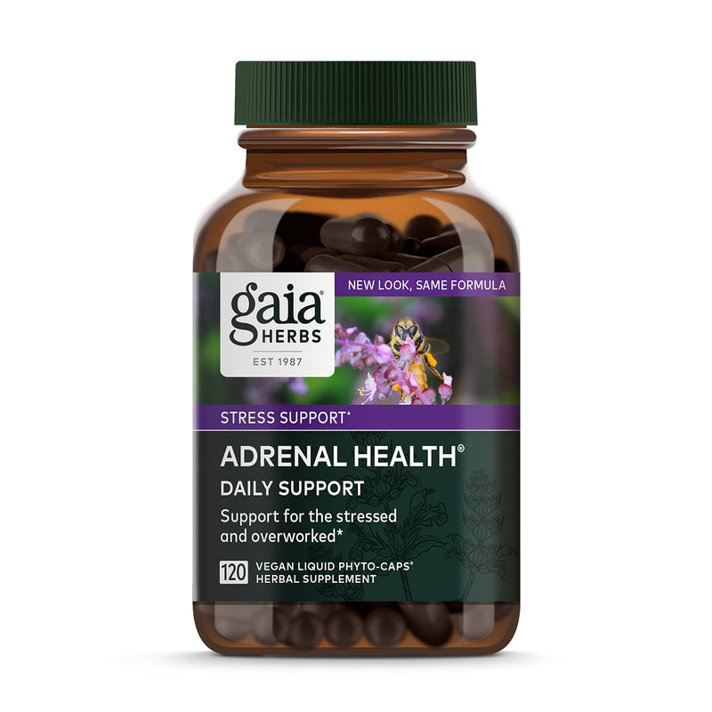 [Australia] - Gaia Herbs Adrenal Health Daily Support - with Ashwagandha, Holy Basil & Schisandra - Herbal Supplement to Help Maintain Healthy Energy and Stress Levels - 120 Liquid Phyto-Capsules (60-Day Supply) 120 Count (Pack of 1) Standard Packaging 