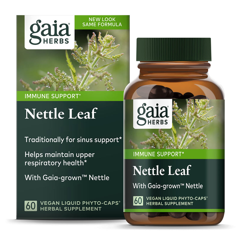 [Australia] - Gaia Herbs Nettle Leaf - Immune, Respiratory, and Sinus Support Supplement - Helps Maintain Upper Respiratory Health - Supports Immune Health - 60 Vegan Liquid Phyto-Capsules (30-Day Supply) 60 Count (Pack of 1) Standard Packaging 