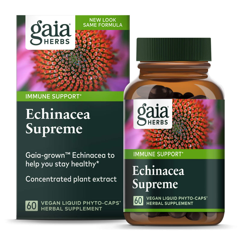[Australia] - Gaia Herbs Echinacea Supreme - Immune Support Supplement - Echinacea Purpurea and Echinacea Angustifolia Blend to Support Immune System - 30 Vegan Liquid Phyto-Capsules (2-Day Supply) Standard Packaging 