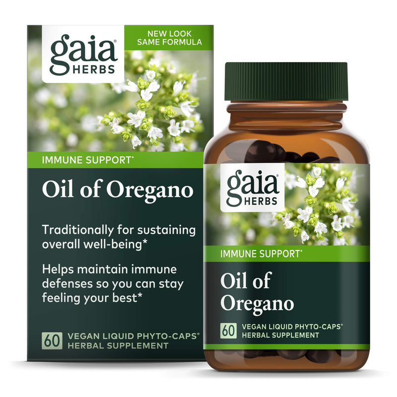 [Australia] - Gaia Herbs Oil of Oregano - Immune and Antioxidant Support Supplement to Help Sustain Overall Well-Being - with Oregano Oil, Carvacrol, and Thymol - 60 Vegan Liquid Phyto-Capsules (30-Day Supply) 