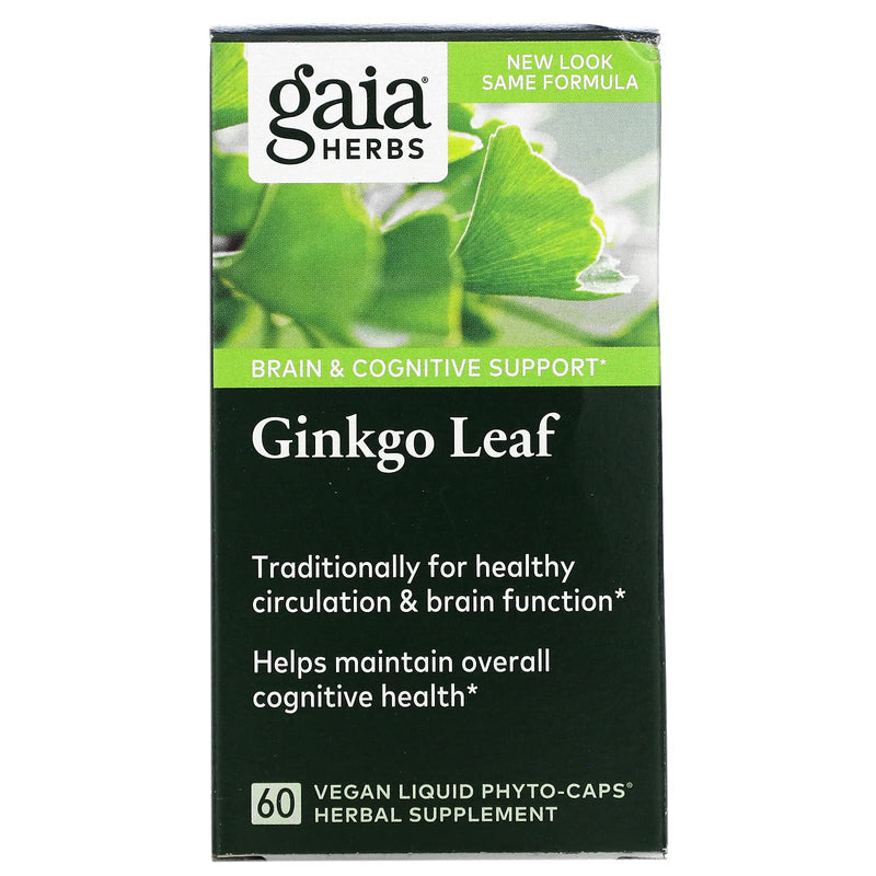[Australia] - Gaia Herbs Ginkgo Leaf - Traditionally Used to Support Healthy Circulation and Brain Function - Organic, Herbal Supplement - 60 Vegan Liquid Phyto-Capsules (20-Day Supply) Standard Packaging 