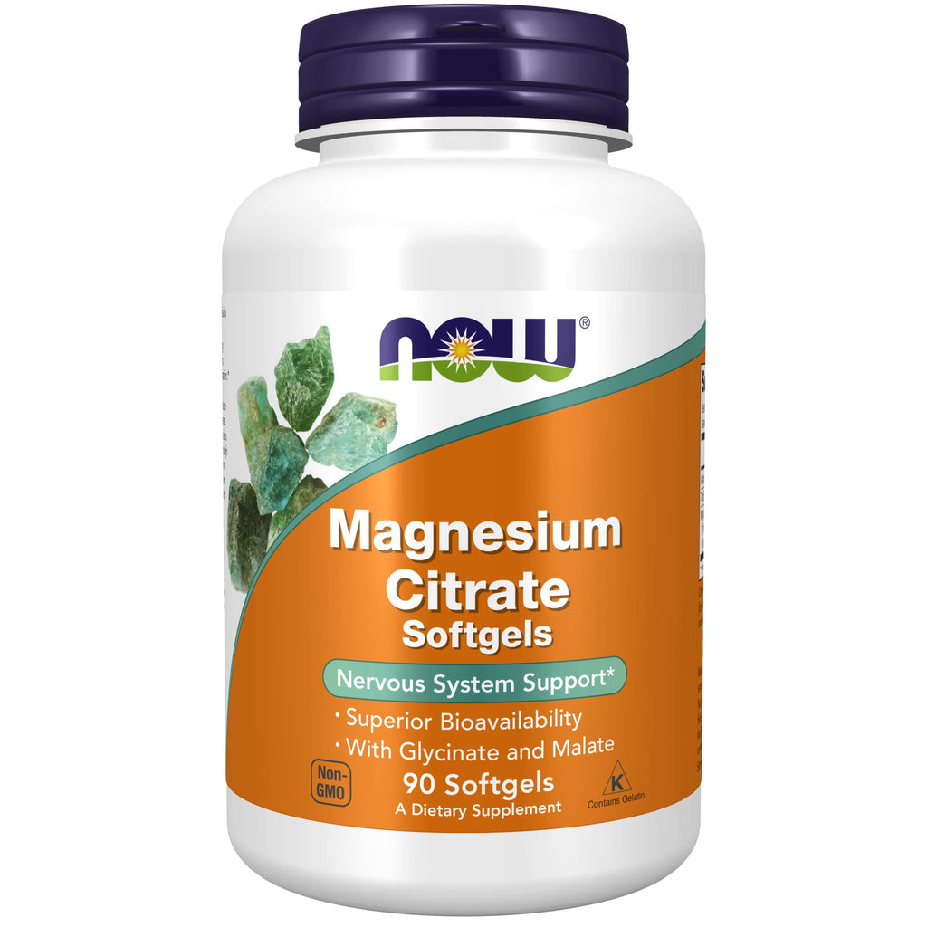 [Australia] - NOW Supplements, Magnesium Citrate, With Glycinate & Malate, Nervous System Support*, 90 Softgels 90 Count (Pack of 1) 