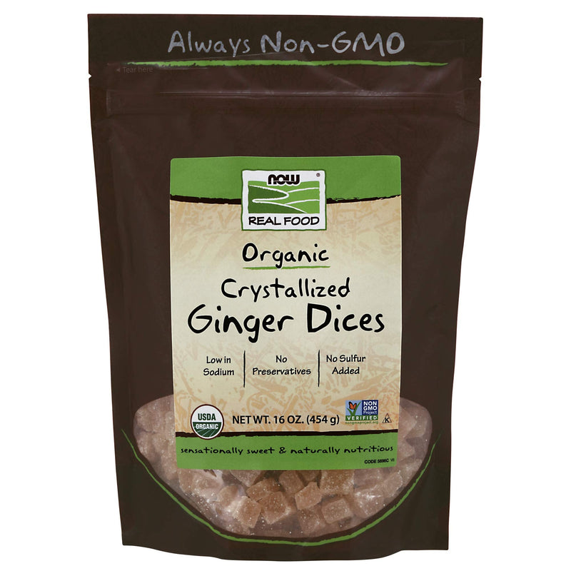 [Australia] - NOW Foods, Organic Crystallized Ginger Dices, Low-Sodium, Preservative-Free and Non-GMO, 16-Ounce (Packaging May Vary) 