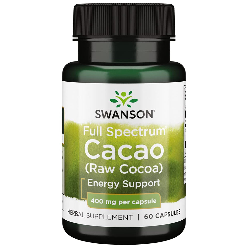 [Australia] - Swanson Full Spectrum Cacao (Raw Cocoa) - Herbal Supplement Promoting Mild Energy Support - Traditional Whole Fruit Formula - (60 Capsules, 400mg Each) 1 