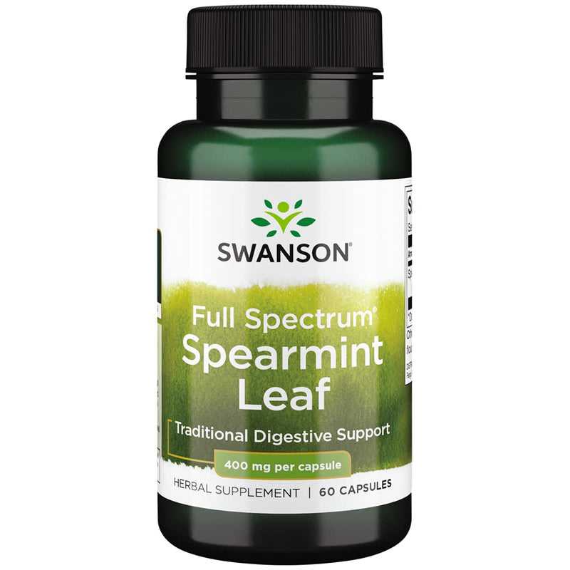 [Australia] - Swanson Spearmint Leaf (Mentha Spicata) - Full Spectrum Herbal Supplement Supporting Digestive Health & Mild Stomach Issues - Natural Formula Supporting Health & Wellness - (60 Capsules, 400mg Each) 1 