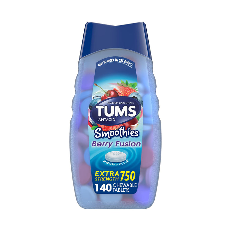 [Australia] - TUMS Smoothies Extra Strength Antacid Tablets for Chewable Heartburn Relief and Acid Indigestion Relief, Berry Fusion - 140 Count 140 Count (Pack of 1) 
