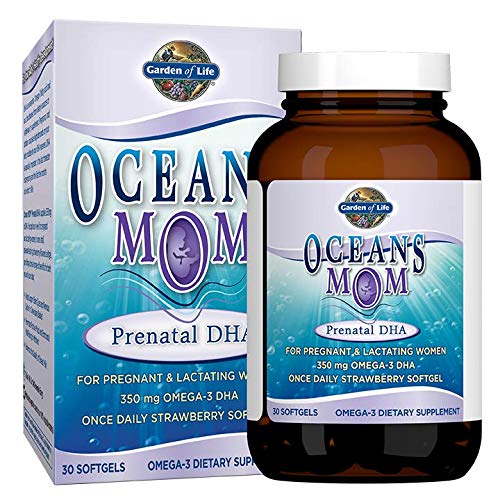 [Australia] - Garden of Life Oceans Mom Prenatal Fish Oil DHA, Omega 3 Fish Oil Supplement - Strawberry, 350mg Prenatal DHA Pregnancy Fish Oil Support for Mamas, Babys Brain & Eye Development, 30 Small Softgels 